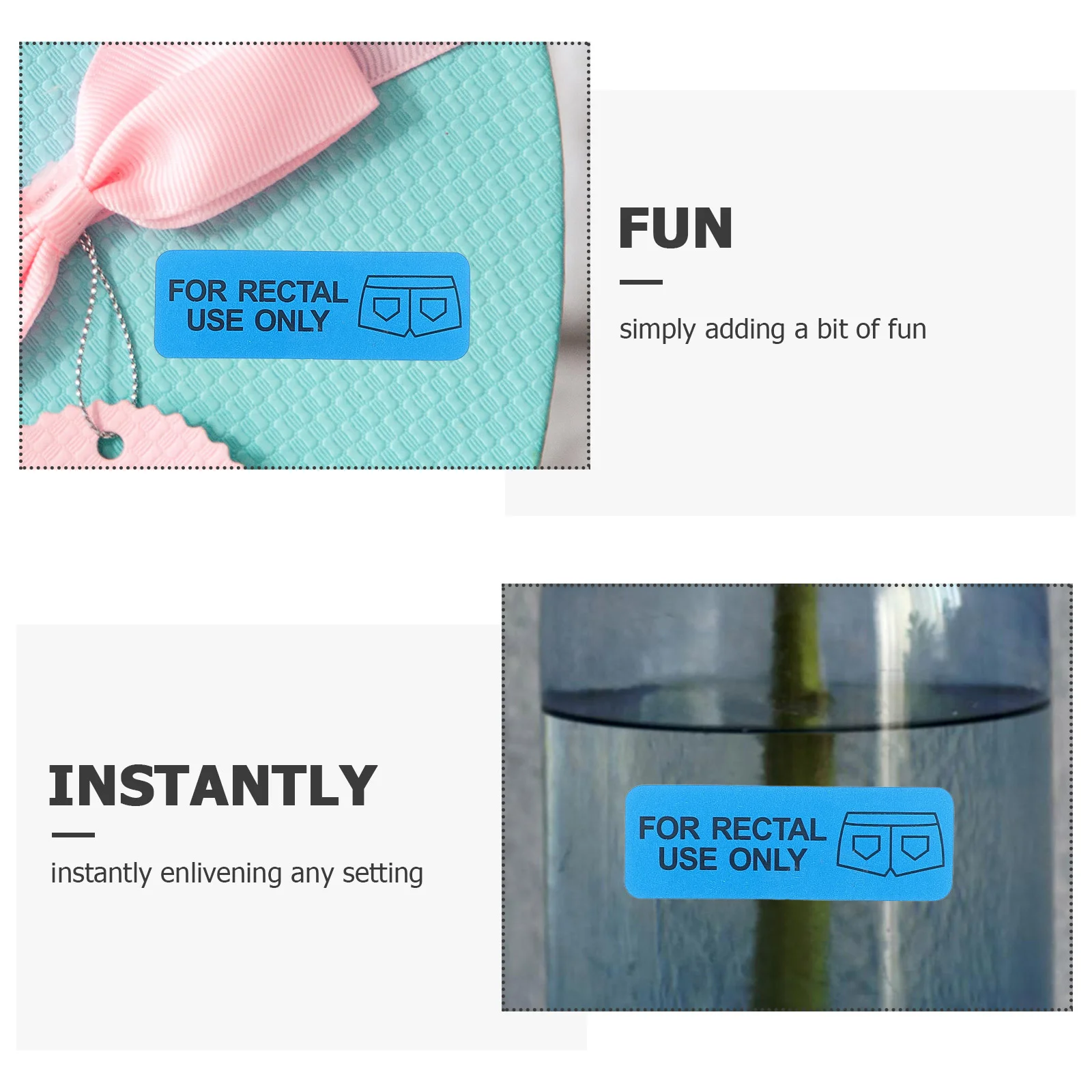 Rectal Sticker Fun Words Stickers Desk Funny Halloween Prank Use Only Computer Decals Medical Supplies Packaging Warning Sticker view 5