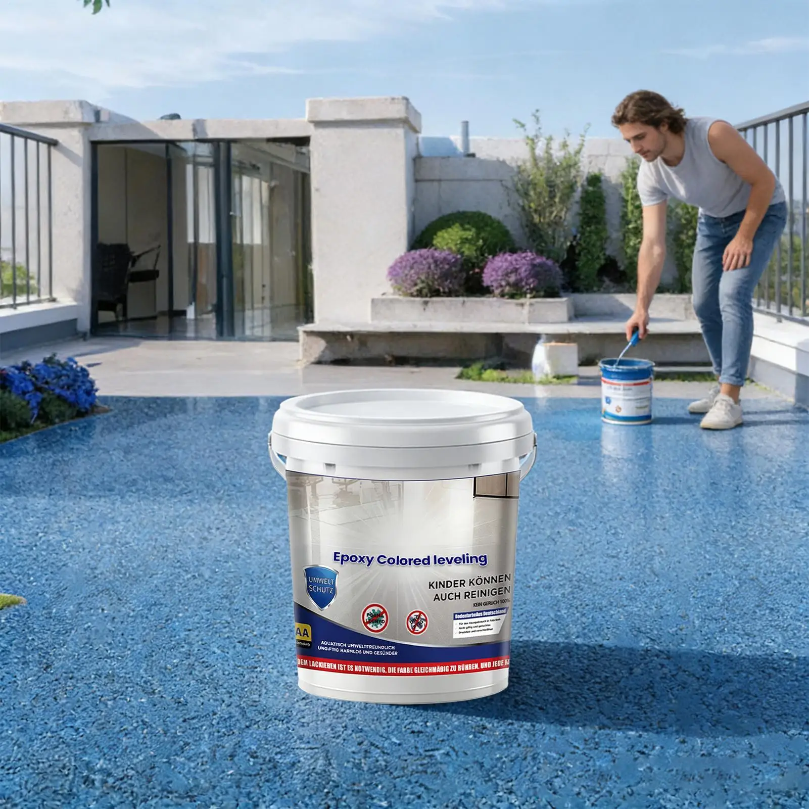 Marble Effect Epoxy Floor Coating Sand Self Leveling Floor Paint Marble Paint Cement Floor Paint For Indoo Wear Resistance