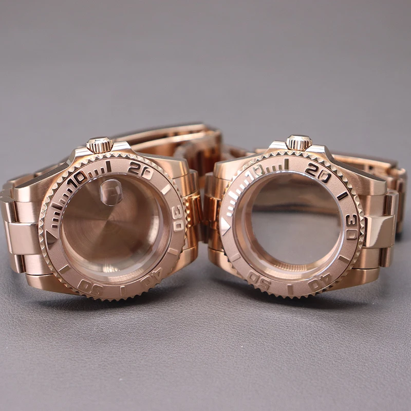 Rose Gold 40mm Watch Case Housing 20mm Watchband Automatic Parts For YACHT-MASTER Seiko nh34 nh35 nh36 nh38 Movement 28.5mm Dial