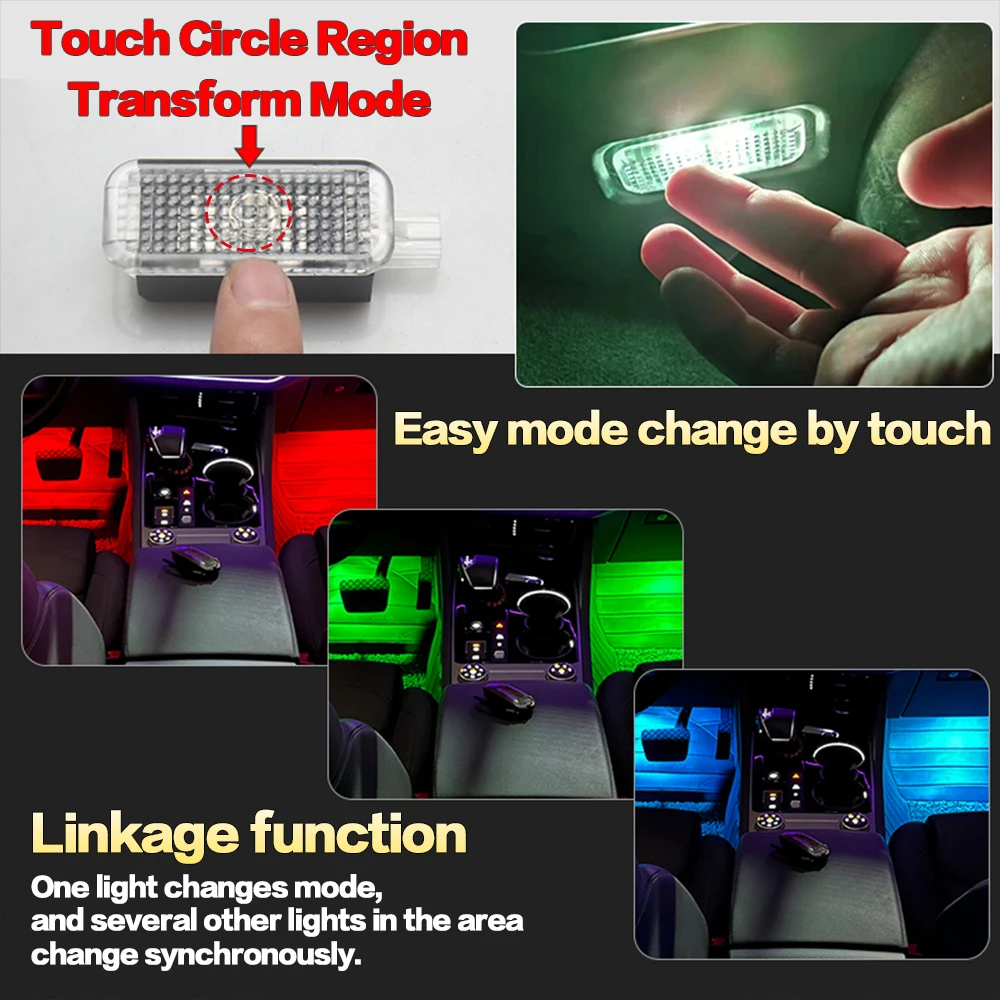 LED Car Footwell Light Bulb Interior Atmosphere Lamp Decorative Accessories For VW Tiguan MK1 MK2 2007- 2022 2021 2020 2019 2018