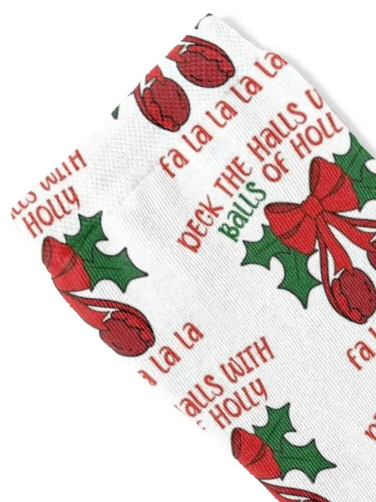 Deck the Halls with Balls of Holly Socks retro halloween golf sports stockings Men's Socks Women's