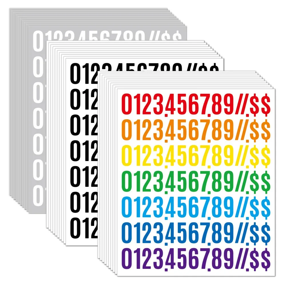 5Pcs/set 1 inch Functional Planner Stickers Vinyl Waterproof Black White Colorful DIY Number Sticker For Cup Laptop Price Tag