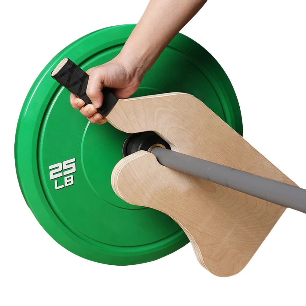 

Wooden Deadlift Barbell Jack Barbell Stand with Non-Slip Handle Barbell Plate Changer for Loading/Unloading Barbell Bar