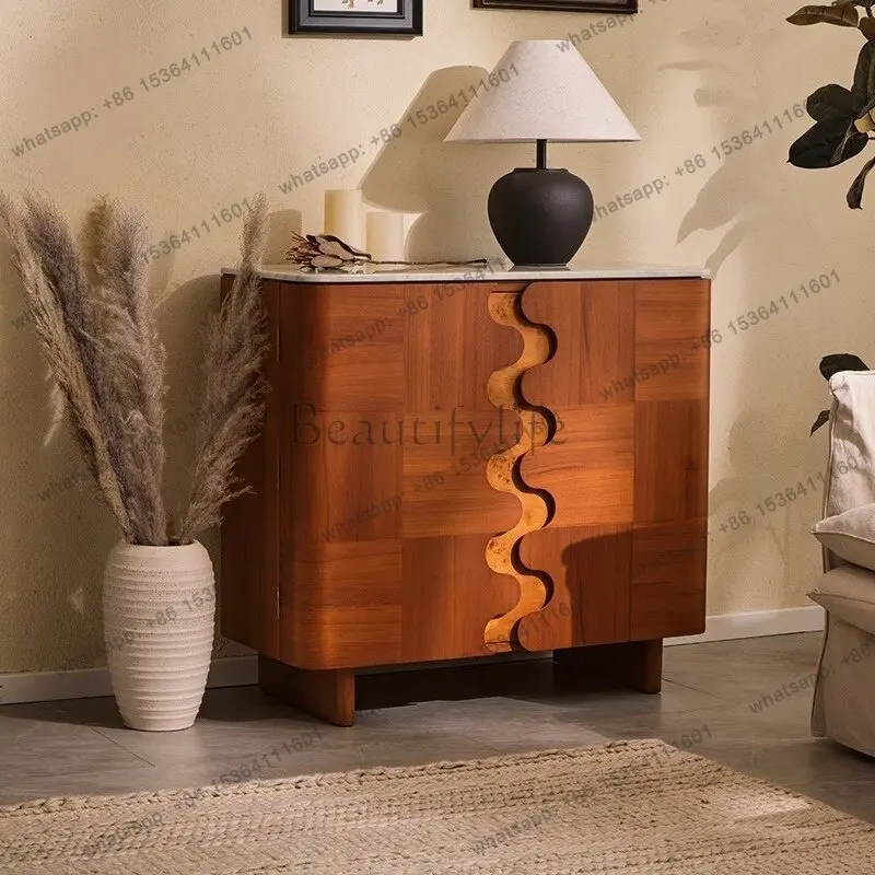 Modern simple side cabinet entrance teak decorative side cabinet