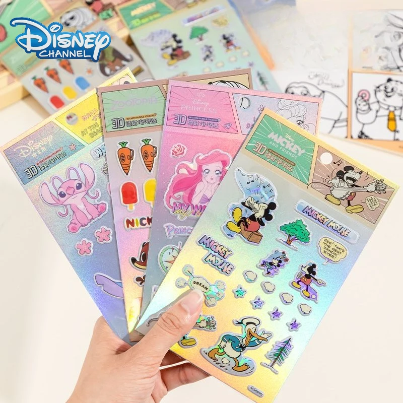 Disney Zootopia Stitch Mickey Mouse Stickers 3D Cartoon Animal Children's Toy Phone Case Luggage Diary Reward Stickers