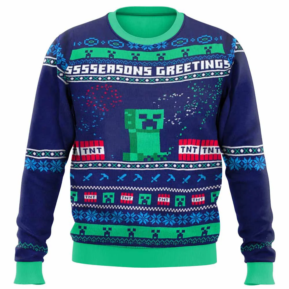 Snow Golem Minecraft Ugly Christmas Sweater - Anime Gorąco sprzedająca się męska i damska bluza z kapturem w tym samym stylu Happy Christmas 2024/25