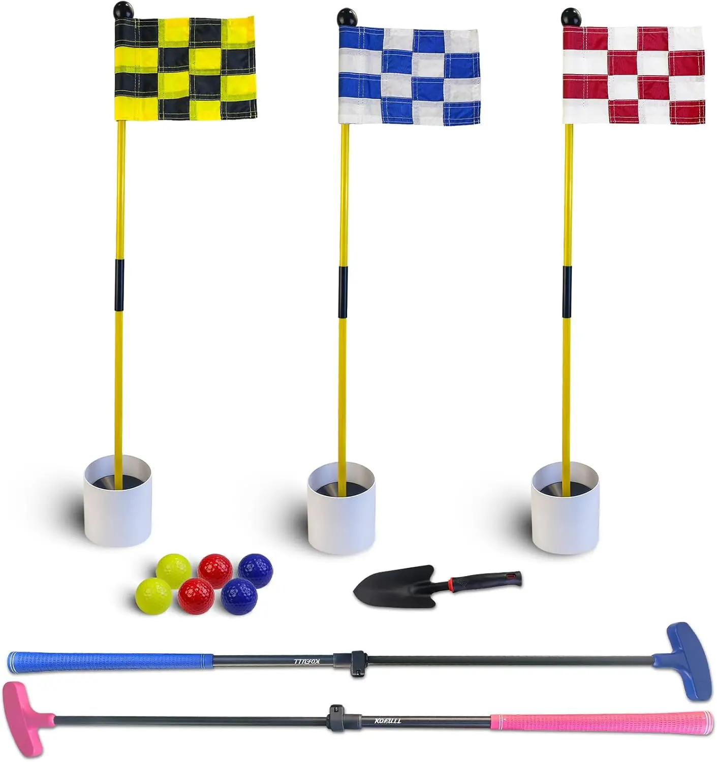Beach Game Golf Putting Set, Mini Golf Course for Beach Games | Low Tide Play | Backyard, with 3 Flags & 3 Golf Flagstick & Hole