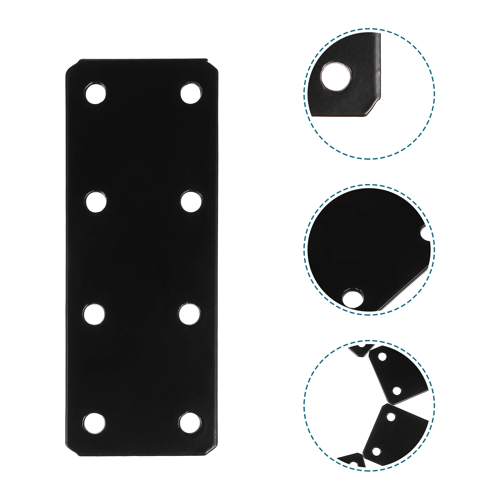 

8 Pcs Flat Iron Brackets 38x100mm Black Straight Mending Plates for Furniture Repair Shelves Tables Chairs Wardrobes