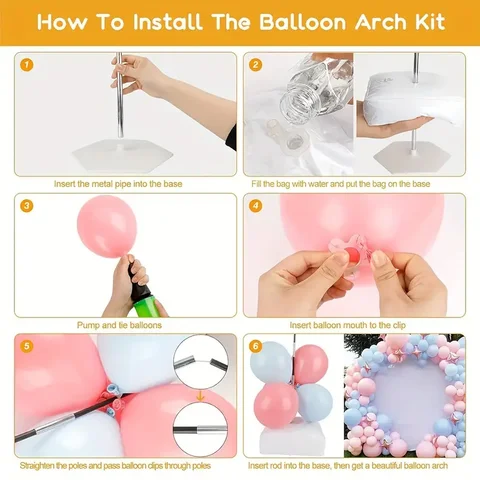 1 st ballongbåge, innovation stor robust ballongbågssats, hög justerbar ballongbågsstativ med vattenfyllbara baser, manual 10 best sales ballongbåge - №1