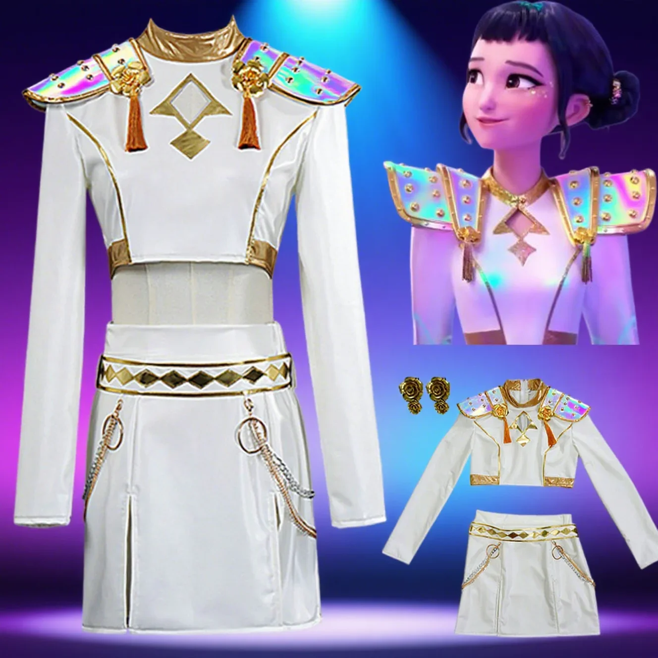 

Kpop Demon Hunters Huntrix Girl Group Ролевая игра Zoey Сценические представления Косплей наряд для детей-подростков Девушки Хэллоуин