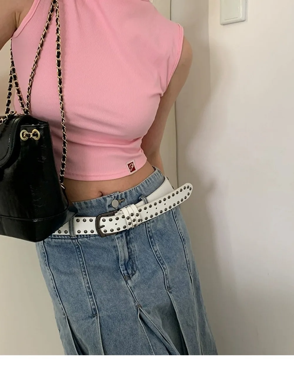 Mode Niet Gürtel Heavy Metal Gürtel Männer Frauen Punk Rock Stil Designer Gürtel Jeans Gürtel Y2K Gürtel Mode Dekoration frauen gürtel – Detail 10