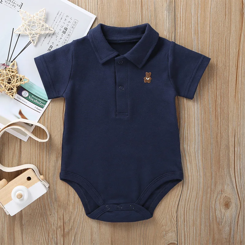 Sommer Baby Jungen Mädchen Overall Solide Polo Infant Baby Junge Mädchen Kleidung Overall Neugeborenen Bebies Roupas Für 0-1Y – Detail 1