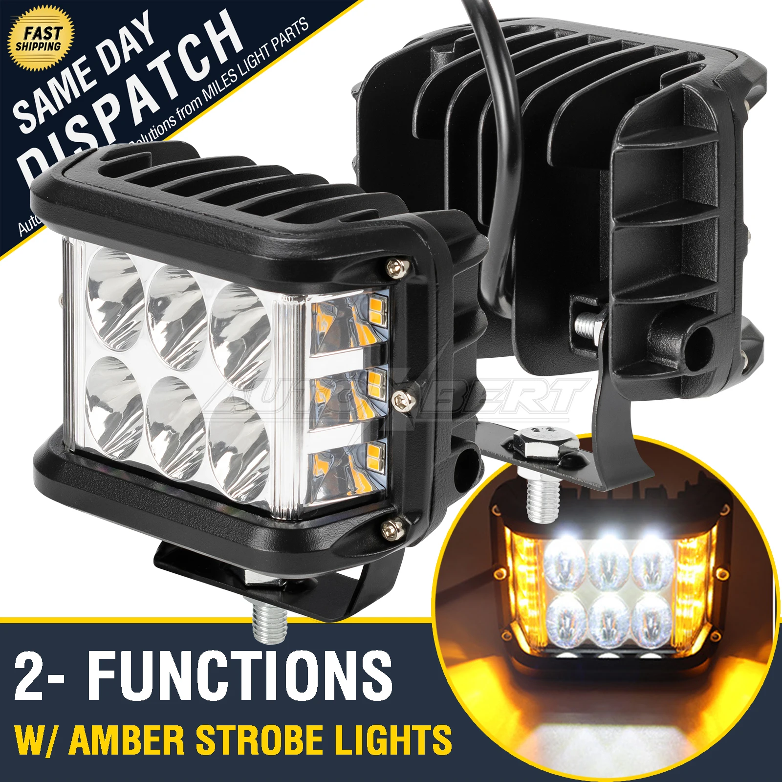 2x Strobe Side Shooter LED Light 4INCH Light Cube For Jeep Truck ATV 4x4 Tractor