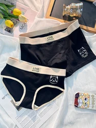 2024 New Couple Underwear Cotton One Man One Woman Sexy Pure Desire Cute Cartoon Couple Summer Underwear Set
