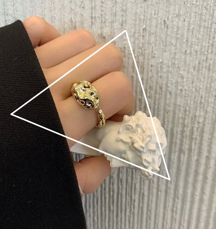 VENTFILLE 925 Sterling Silver Retro Hollow Concave Convex Index Finger Ring For Women Versatile Party Gift Jewelry New Trendy