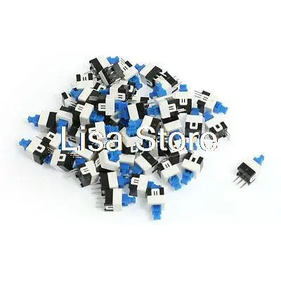 50pcs 7x7mm Widely Appliance  Mini Push Button Switches With Latching Type 3 Pins