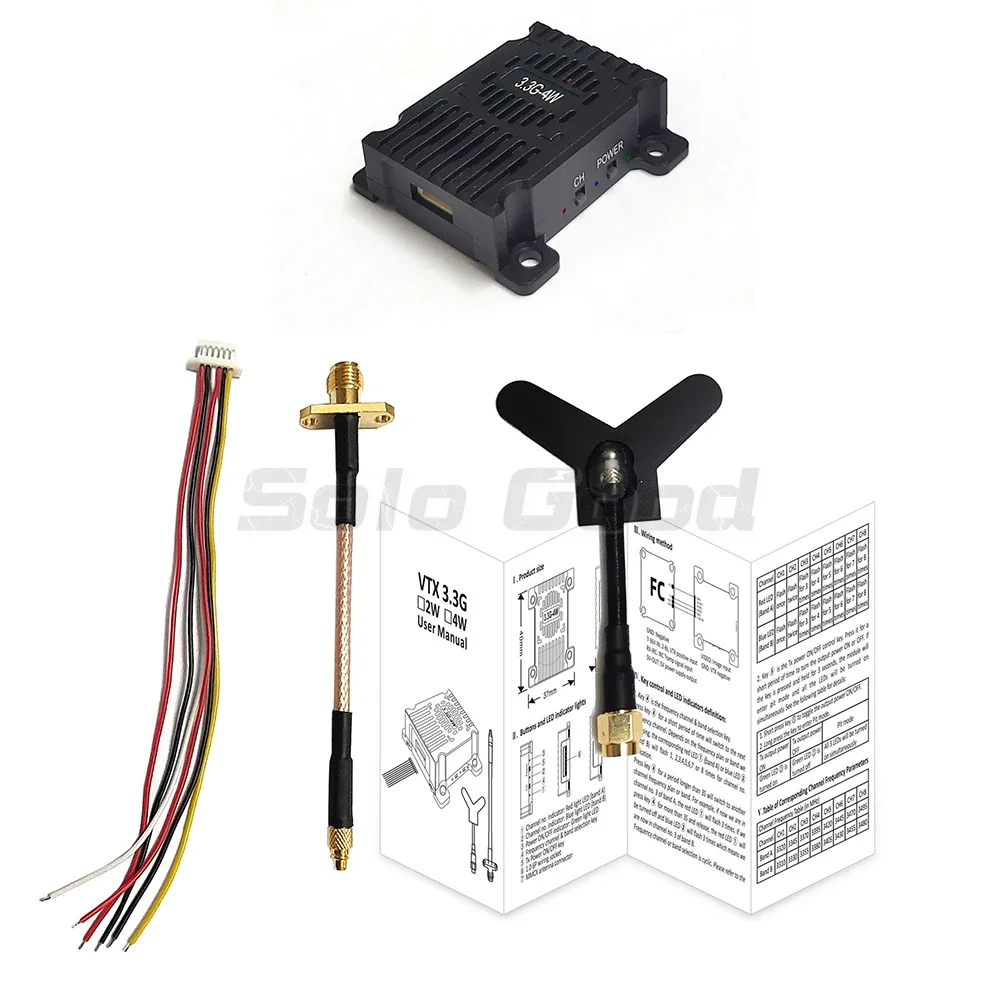 Long Range 3.3GHz 4W FPV Video Transmitter VTX 4000mW 8CH 3.3G VRX Receiver for FPV RC Racing Drone Goggles