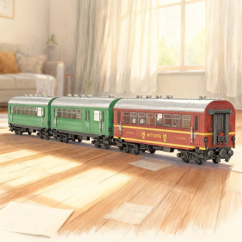 

2556 деталей MOC: Модель поезда Deutsche Reichsbahn Reko Coaches с 4 осями, конструктор, креативный подарок, декор для витрины, премиум-качество