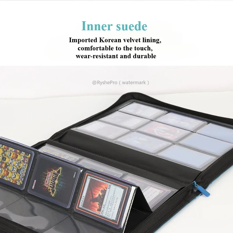 9 Pocket PU Leather Toploader Binder Holds 252 Toploaders 3" X 4" Rigid Card Holder Double Sided Pockets for Pokemon TCG Cards view 5