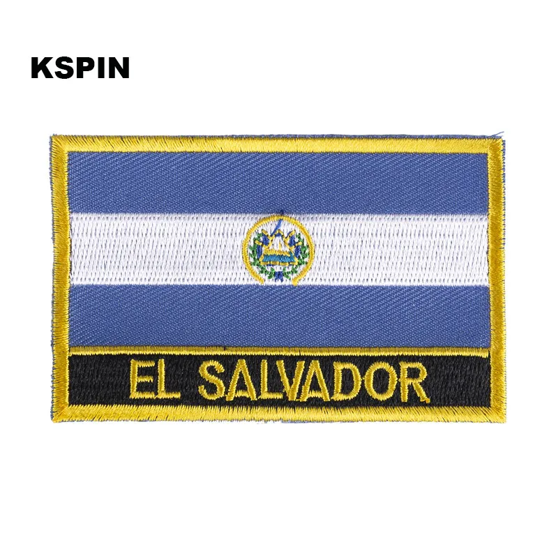 El Salvador Flag Embroidery Patches Iron on Saw on Transfer patches Sewing Applications for Clothes in Home&Garden