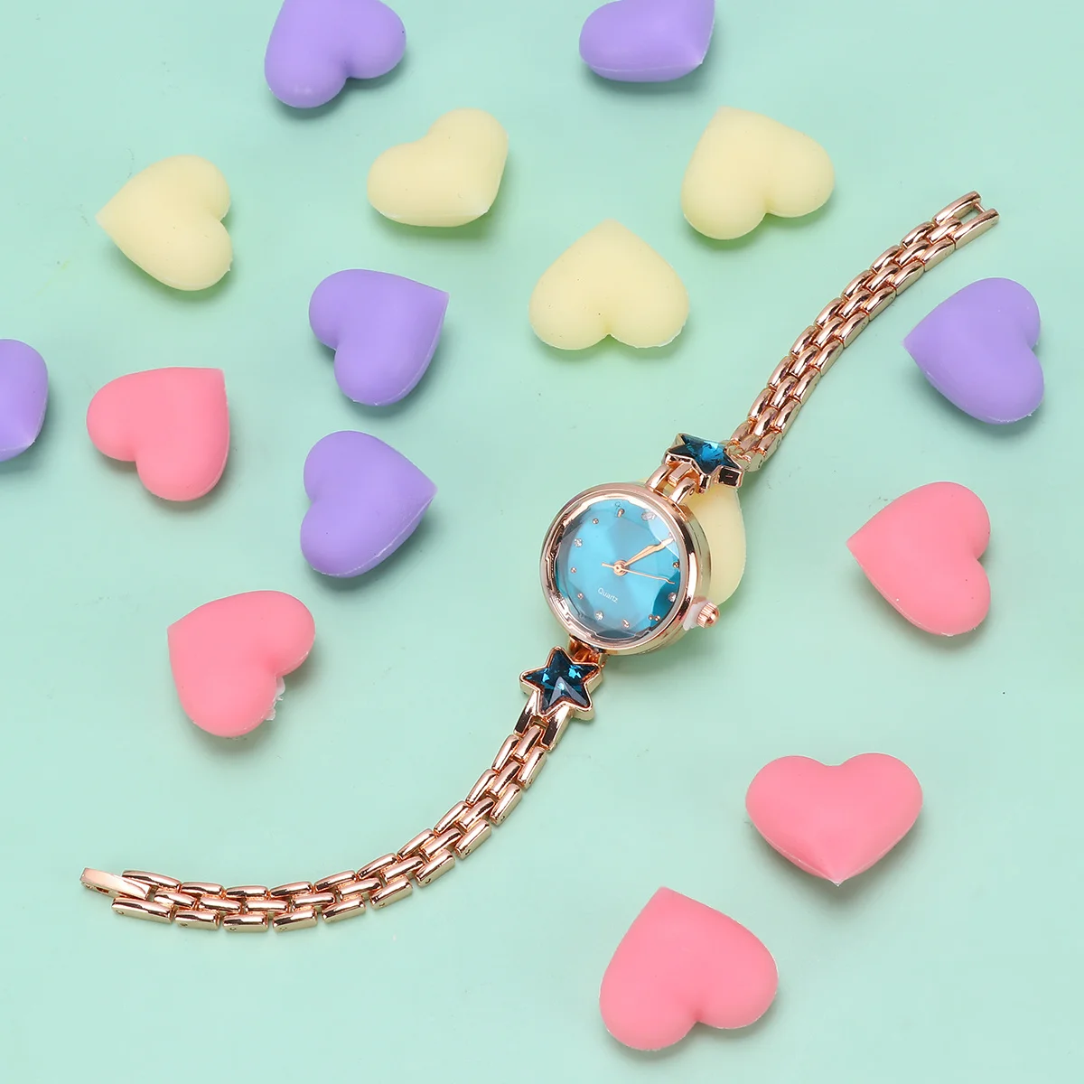 

Women Watch Blue Rhinestone Star Alloy Quartz Wristwatch Waterproof Delicate Wrist Decoration Stylish Daily Wear Accessory