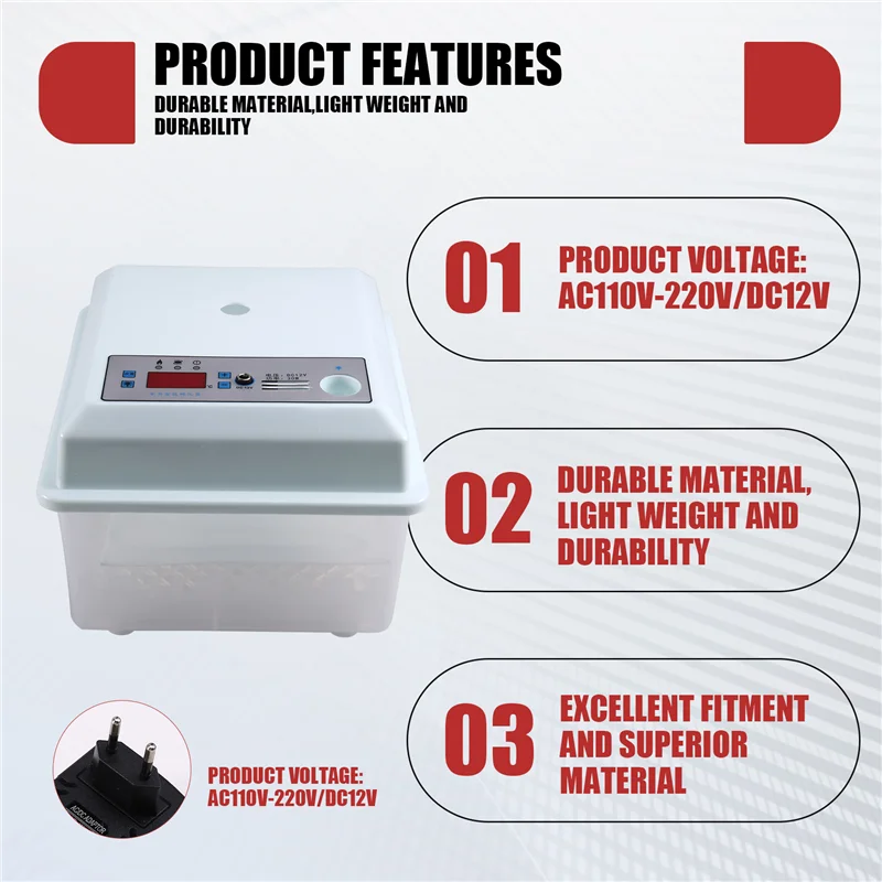 ABZL 20Pcs Eggs Incubator Set Semi Automatic Household Brooder Farm Chicken Goose Duck Bird Egg Incubator