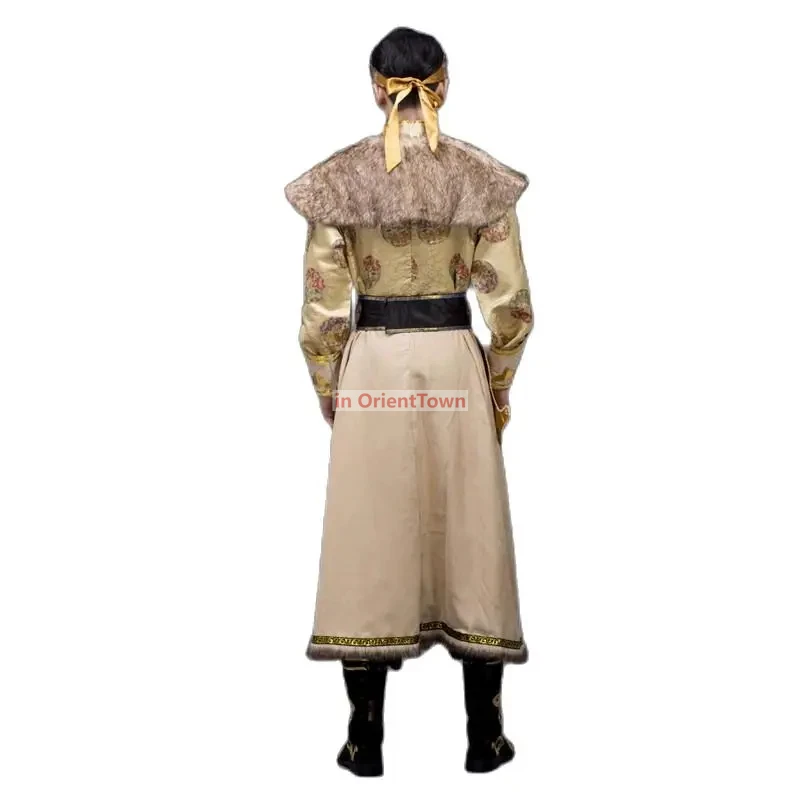 Costume popolare mongolo per uomo Abbigliamento per prateria Danza nazionale Abbigliamento per spettacoli teatrali Inverno asiatico