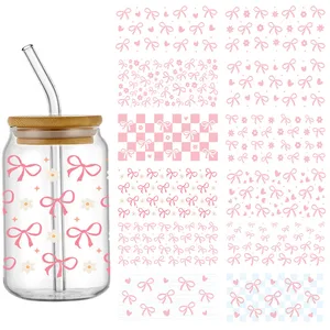 UV DTF transfer label, pink bow for 16oz Libbey Wraps Glasses, Cup Can Bottles, Personalized Waterproof Decals 8 Main sales helmet ls2 pink - №5