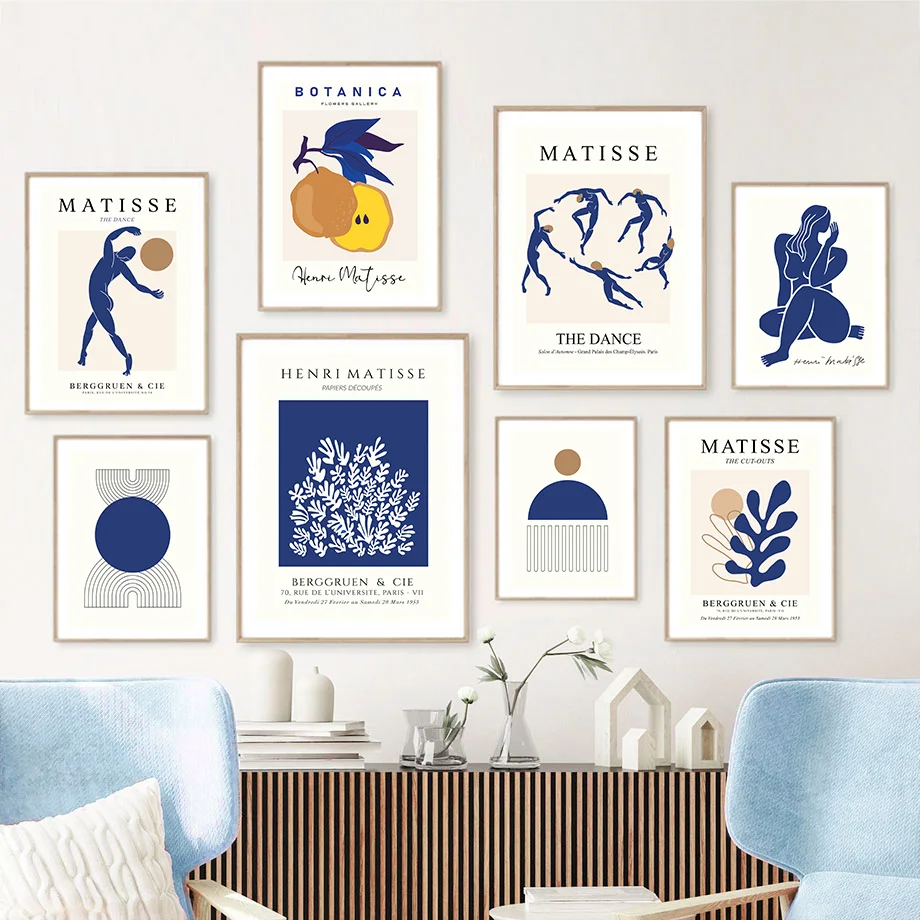 1pcs(No frame)Abstract Matisse Girl Body Coral Lines Geometry Wall Art Canvas Painting Posters And Prints Hotel Pictures For