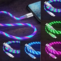 Fast Charging Data Cord Flow Luminous USB Type C Cable 5A Fast Charging Cable Glowing LED Cable for Samsung Xiaomi IPhone Micro