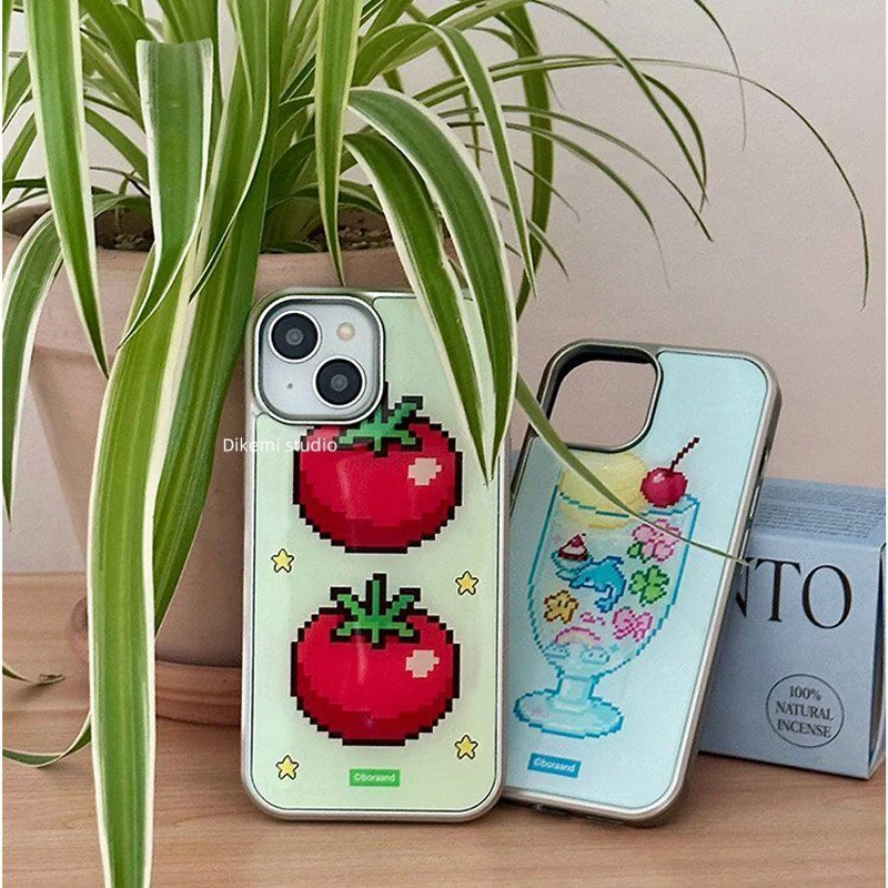 Korean Ins Summer Personalized Design Tomato Ice Cream Phone Case For Samsung Galaxy S23 S24 S25 S26 FE PLUS ULTRA EDGE Cover