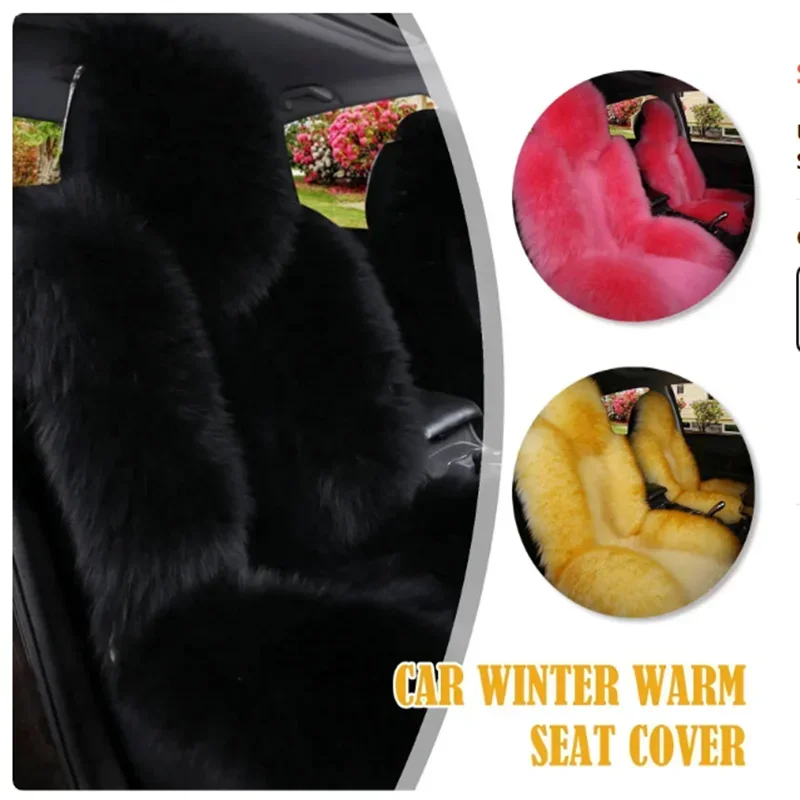 Universal Car Winter Wool Warm Front Seat Cover Luxury High Quality Australian Fur Seat Cushion Auto Interior Accessories