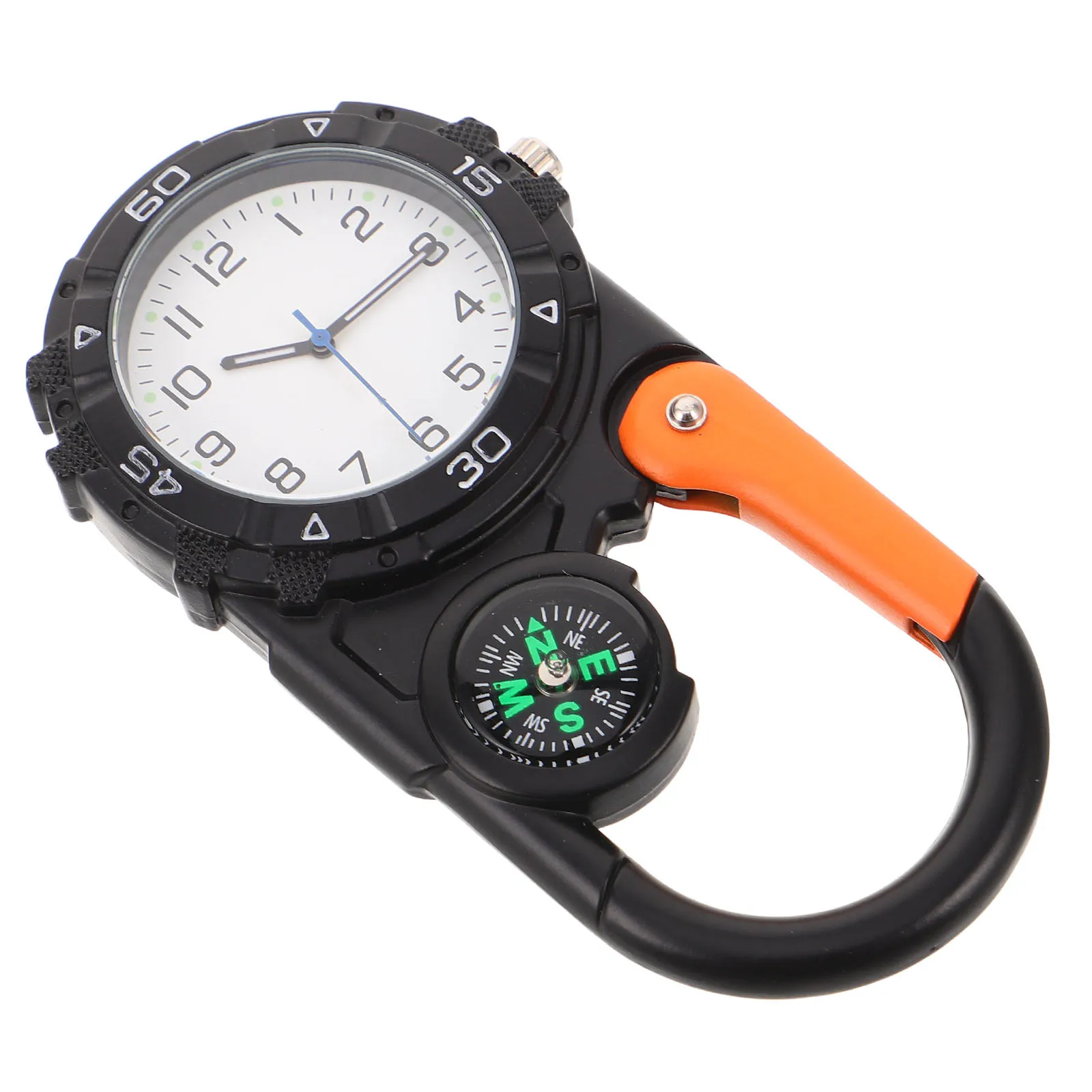 

Pocket Clip on Compass Watch Survival Keychain for Outdoor Hiking Camping Mountaineering Navigation Tools Carabiner Black
