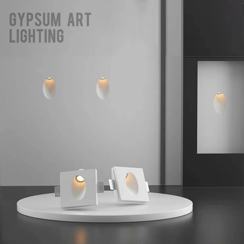 Modern Gypsum Wall Lamp Simple Bedroom Kitchen Store Hotel Stairs Footlight Home Decor Lighting Fixture LED Wall Sconce Lights