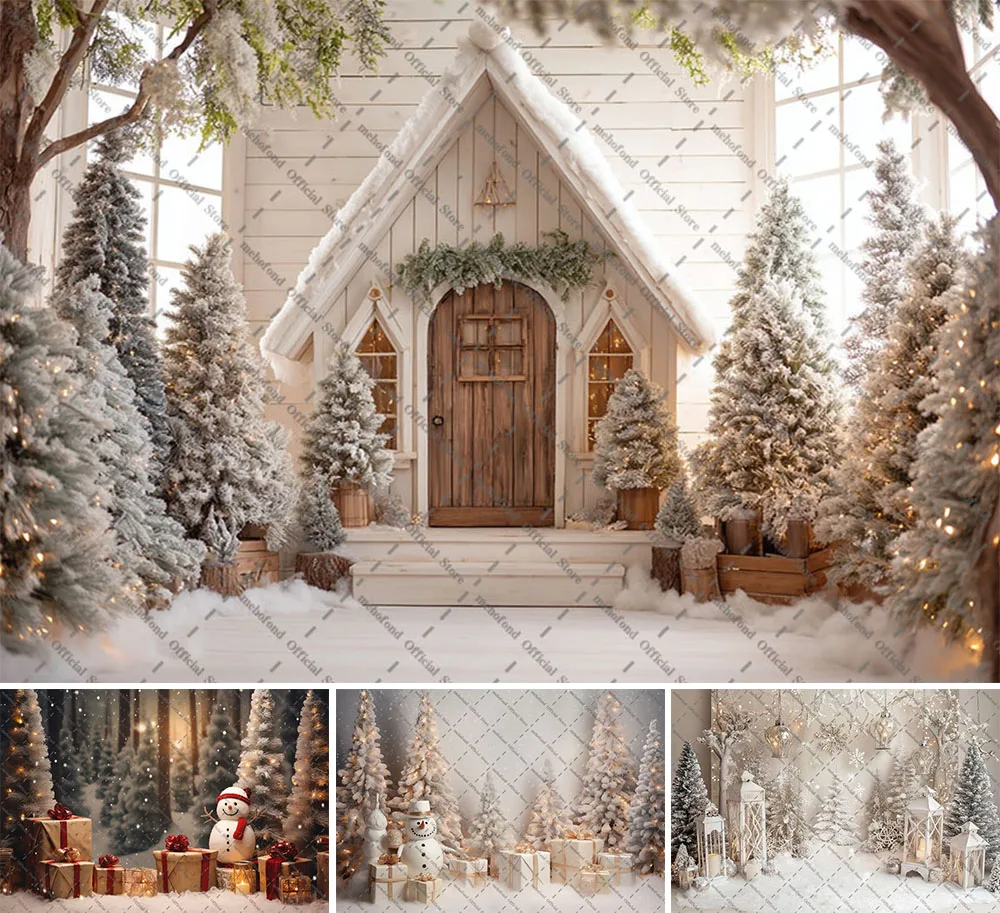 mehofond-fotografia-fundo-inverno-natal-floresta-cabine-glitter-arvore-de-natal-criancas-familia-retrato-decoracao-pano-de-fundo-estudio-foto