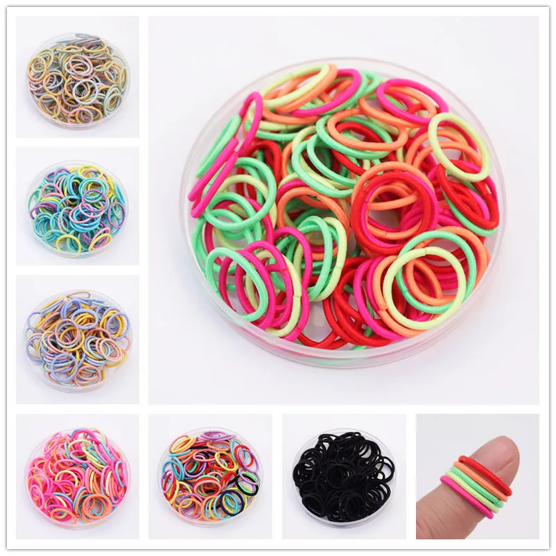 

100 Pcs/set Baby Girl Candy Pony O Hair Ties Elastic Hair Rubber Bands Scrunchies Pack for Kids Girls Children Accessories Set