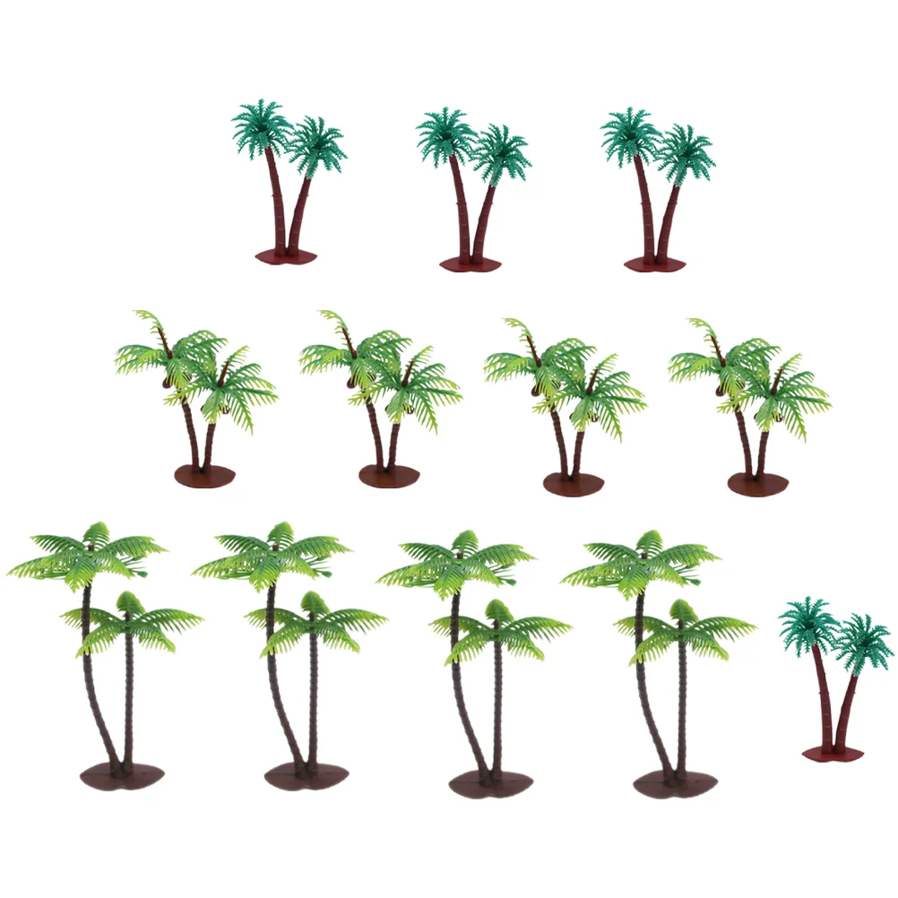 12 Pcs Dollhouse Toys Fake Trees Miniature Plants Faux Lifelike Palm Model Diorama Accessories Models