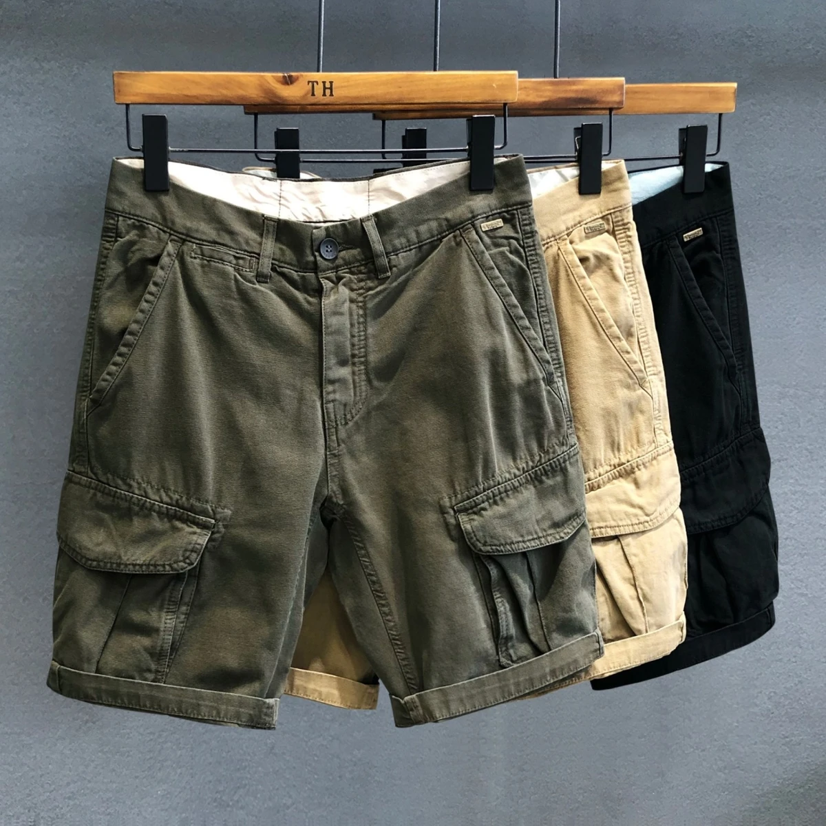 Outdoor Men's Casual Workwear Shorts Five-Pocket Straight Leg Loose Fit Summer Cooling Function Polyester Fiber Youth Style