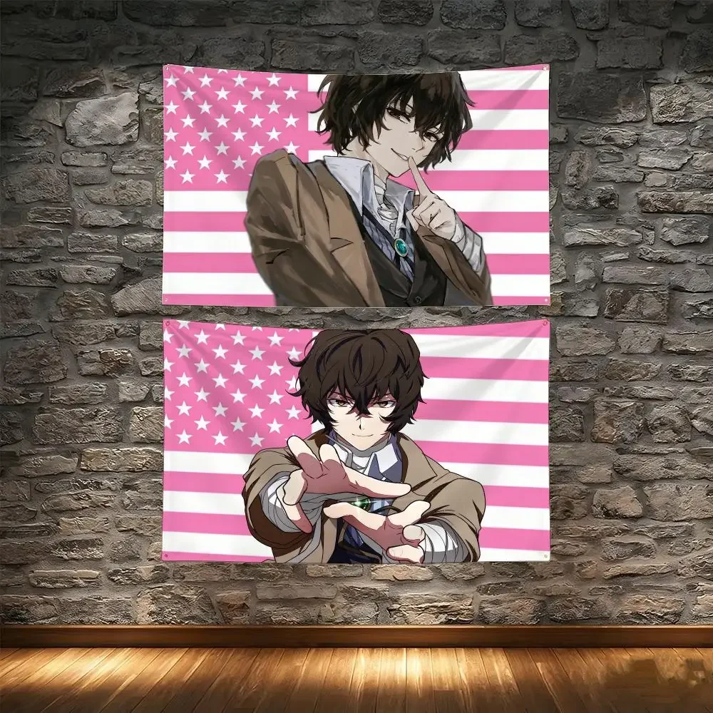 Osamu Dazai Pink American Flag Decorative Home Objects Decoration Garage Flags for Bedrooms Outdoor Decor Wall Art Advertising