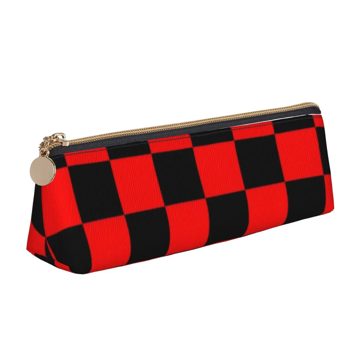 Black And Red Two Tone Pencil Case Checkboard Boy Girl Retro Pen Box Back To School Pencil Cases Stationery Organizer Gift