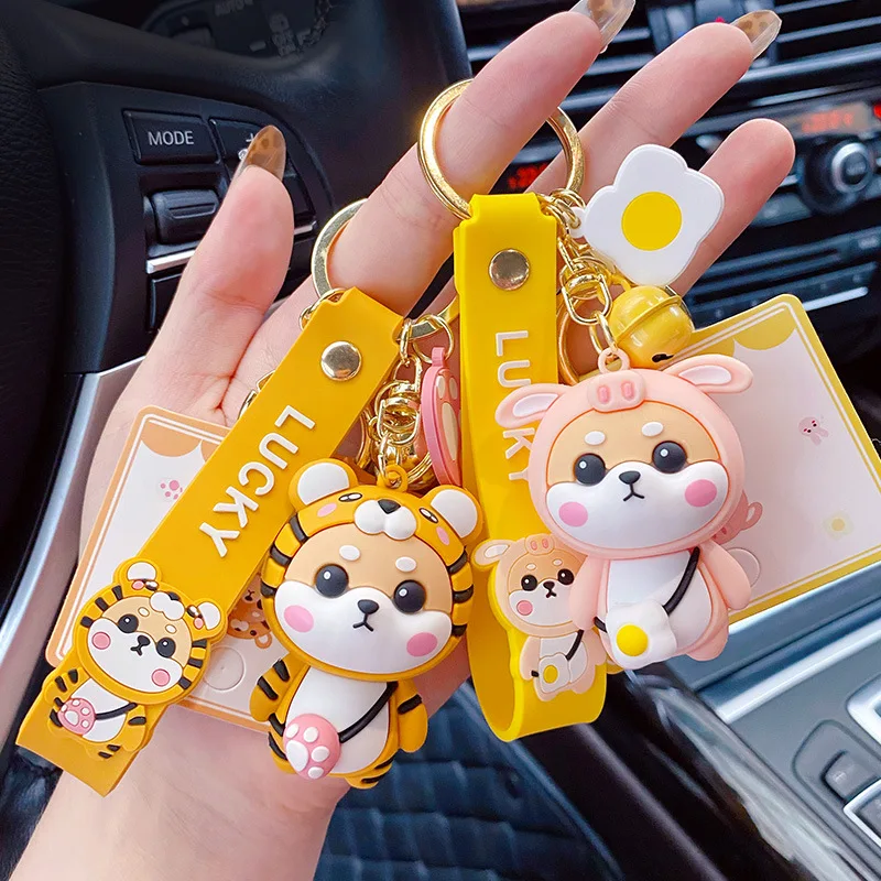 Cartoon Genuine Various Shapes Shiba Inu Keychain Car Key Chain Cute Doll Keyrings Bag Pendant Key Ring Gifts for Boys and Girls