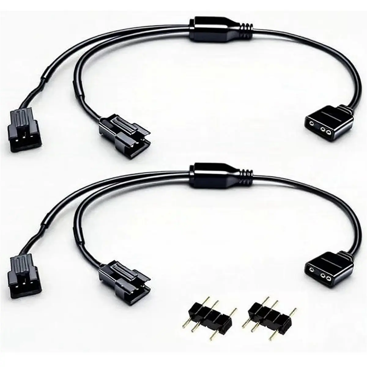 DT57 LATEST MODEL 2 PCS 1 to 2 Extension Cable 5V 3 Pin Female to SM 3 Pin Male Splitter Cable ARGB Fan Splitter for RGB Fans, L