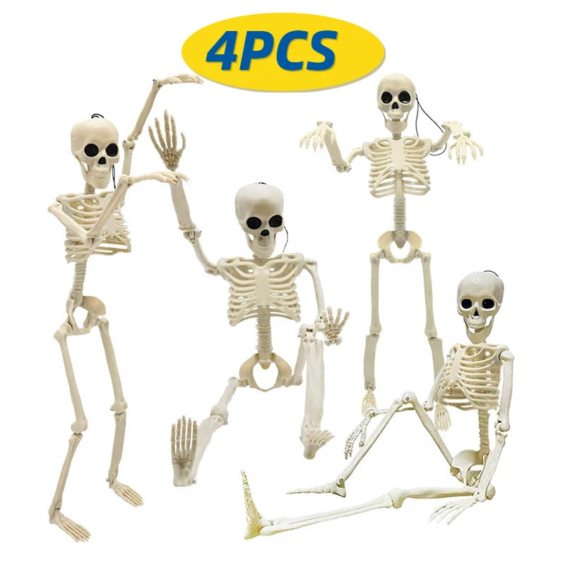 

4PCS Halloween Skeleton Decorations 40CM（16"） Full Body Plastic Mini Little Skeleton Halloween Decor Yard Lawn Patio Decor