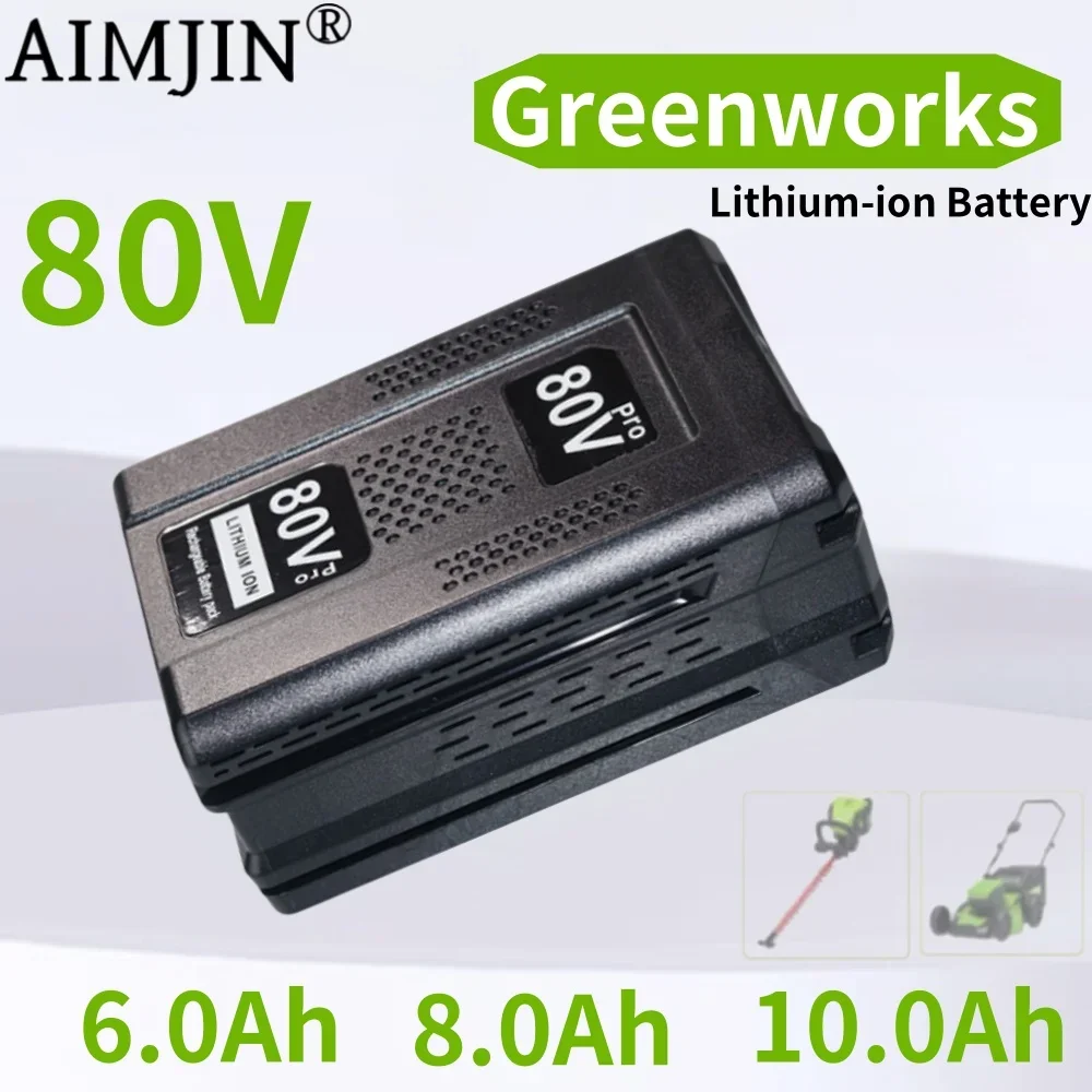 for Greenworks 80V Replacement Rechargeable Battery 6.0/8.0/10.0Ah Lithium Ion Battery for GBA80200 GBA80250 GBA80400  GBA80500