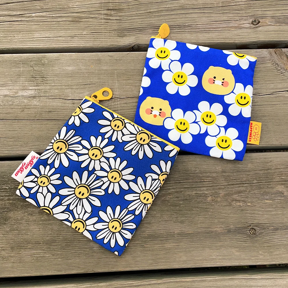 New Cute Sunflower Smile Wallet for Girls, Storage Bag, Makeup Bag