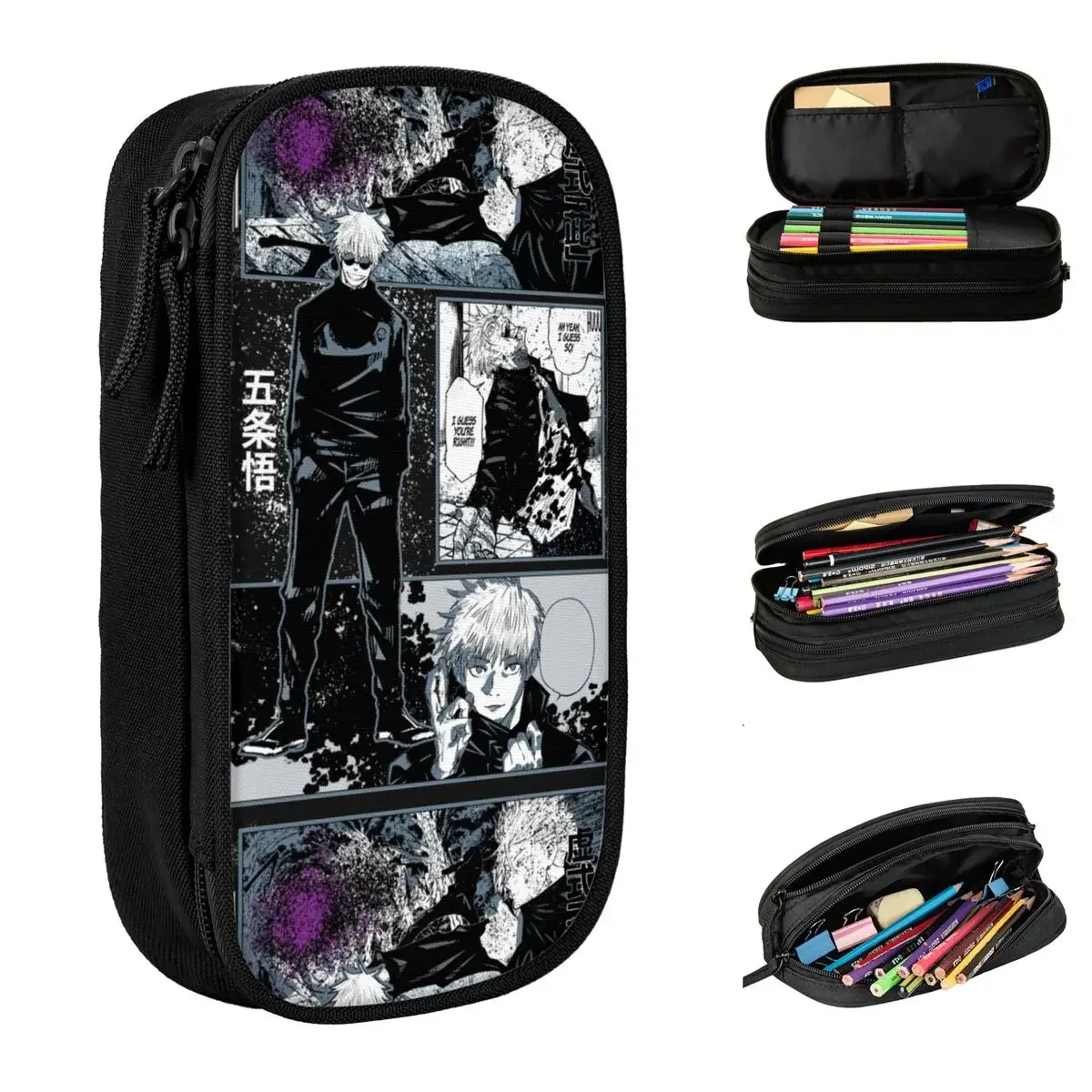 Satoru Gojo Jujutsu Kaisen Anime Manga Pencil Cases Lovely Pen Box Pencil Bags Kids Big Capacity Office Zipper Pencilcases