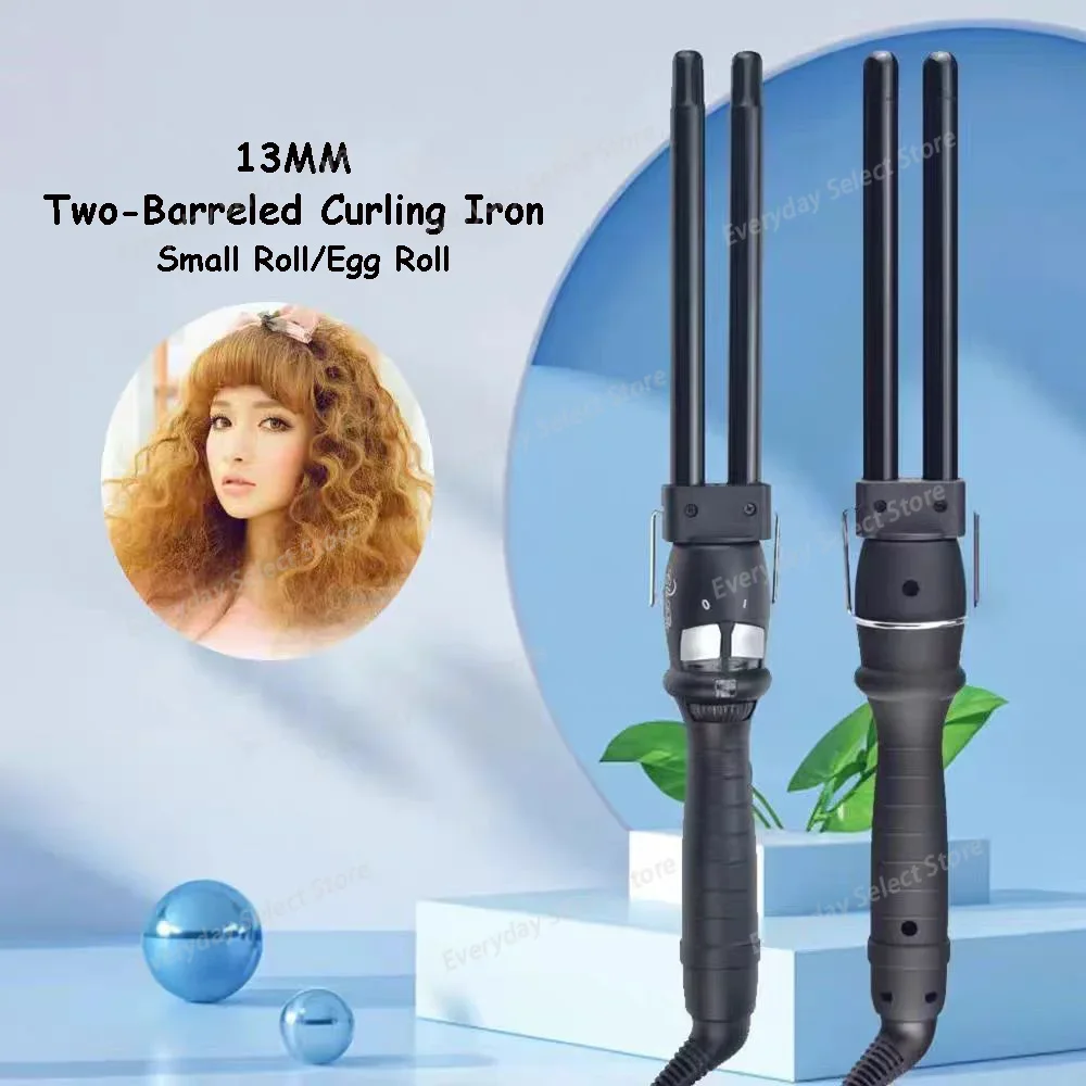 Dual‑Barrel Hair Curling Iron, 2‑Tube Waver Curler for Wool‑Curl Egg‑Roll Wave Hairstyle Home Salon Hair Styling Tool