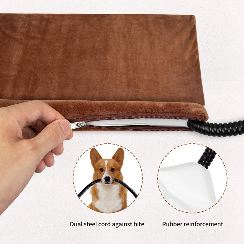 Pet Heated Mat Dog Temperature Adjustable Dog Heating Pad Waterproof Electric Heating Pad 3,9 Gears Timer Dog Sleeping Supplies