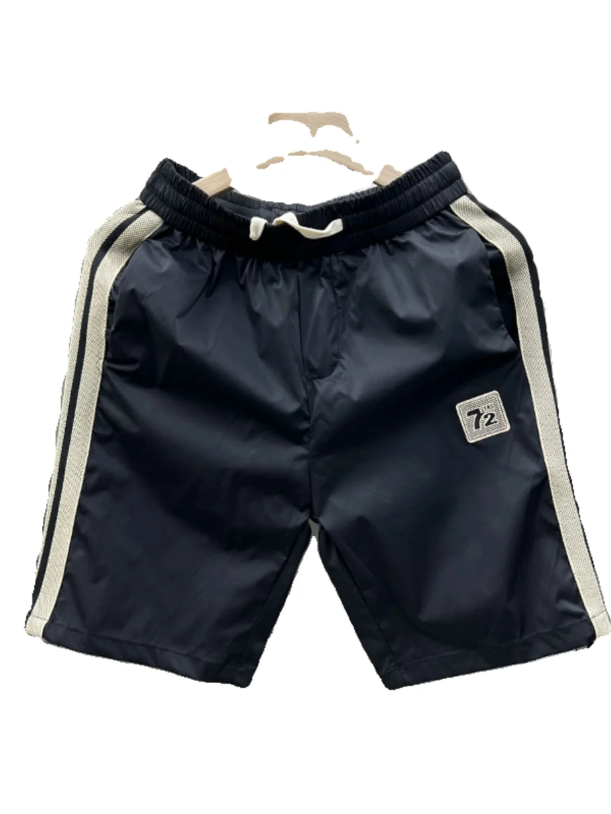 Heren zomer casual gestreepte broek vijf-punts strandkleding jongerenmode rechte pijp ket-design strijkvrij