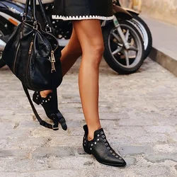 2024 New Women's Boots Autumn Pointed Head Rivets Personality Ankle Boots Women Sneakers Women